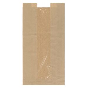 Ablakos papírtasak, 180+65x350mm ablak: 100mm, 35gr, barna kraft (nyomatlan)