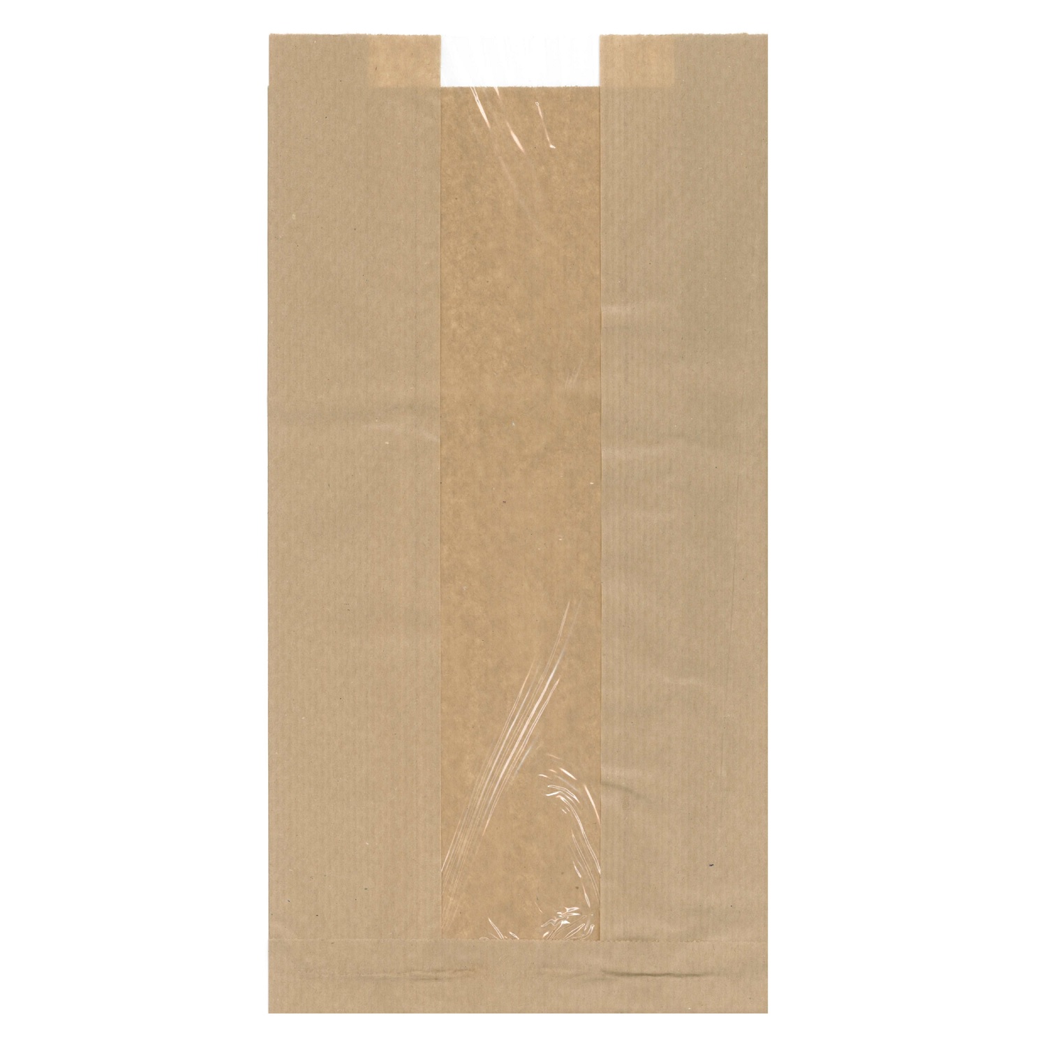 Ablakos papírtasak, 180+65x350mm ablak: 100mm, 35gr, barna kraft (nyomatlan)