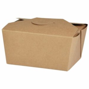 Takeaway æske 600 ml 113/130x90/112x65mm Karton med biocoating Brun