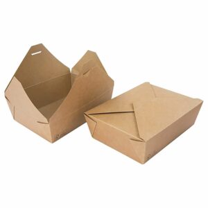 Takeaway æske 1600 ml 195x140x63mm Karton med biocoating Brun