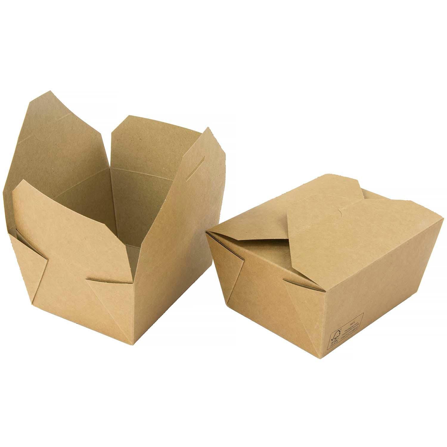 Takeaway æske 400 ml 90x90x52mm Karton med biocoating Brun