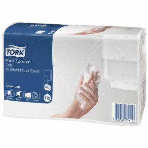 Håndklædeark Tork Advanced H2 Z-Fold 2-lag L23.4xB21.3xD8cm Nyfiber Hvid
