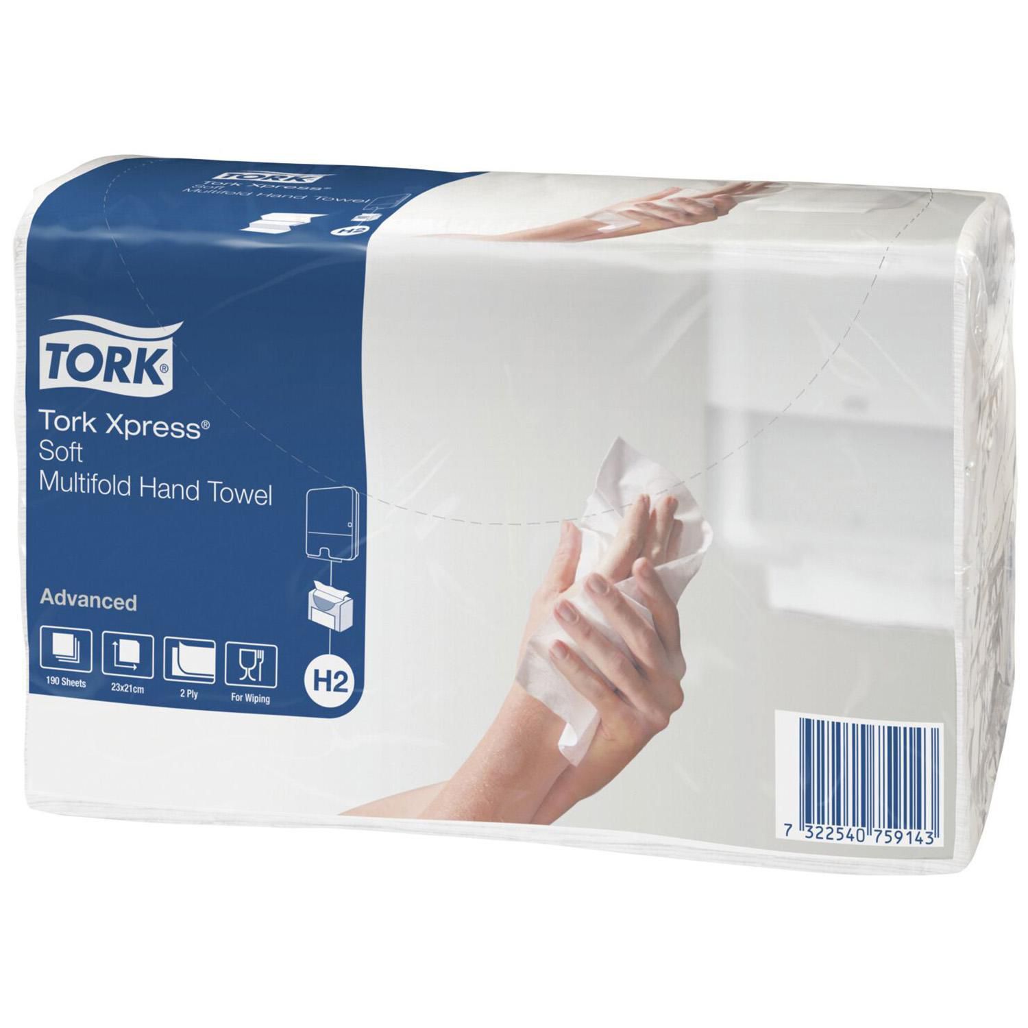 Håndklædeark Tork Advanced H2 Z-Fold 2-lag L23.4xB21.3xD8cm Nyfiber Hvid