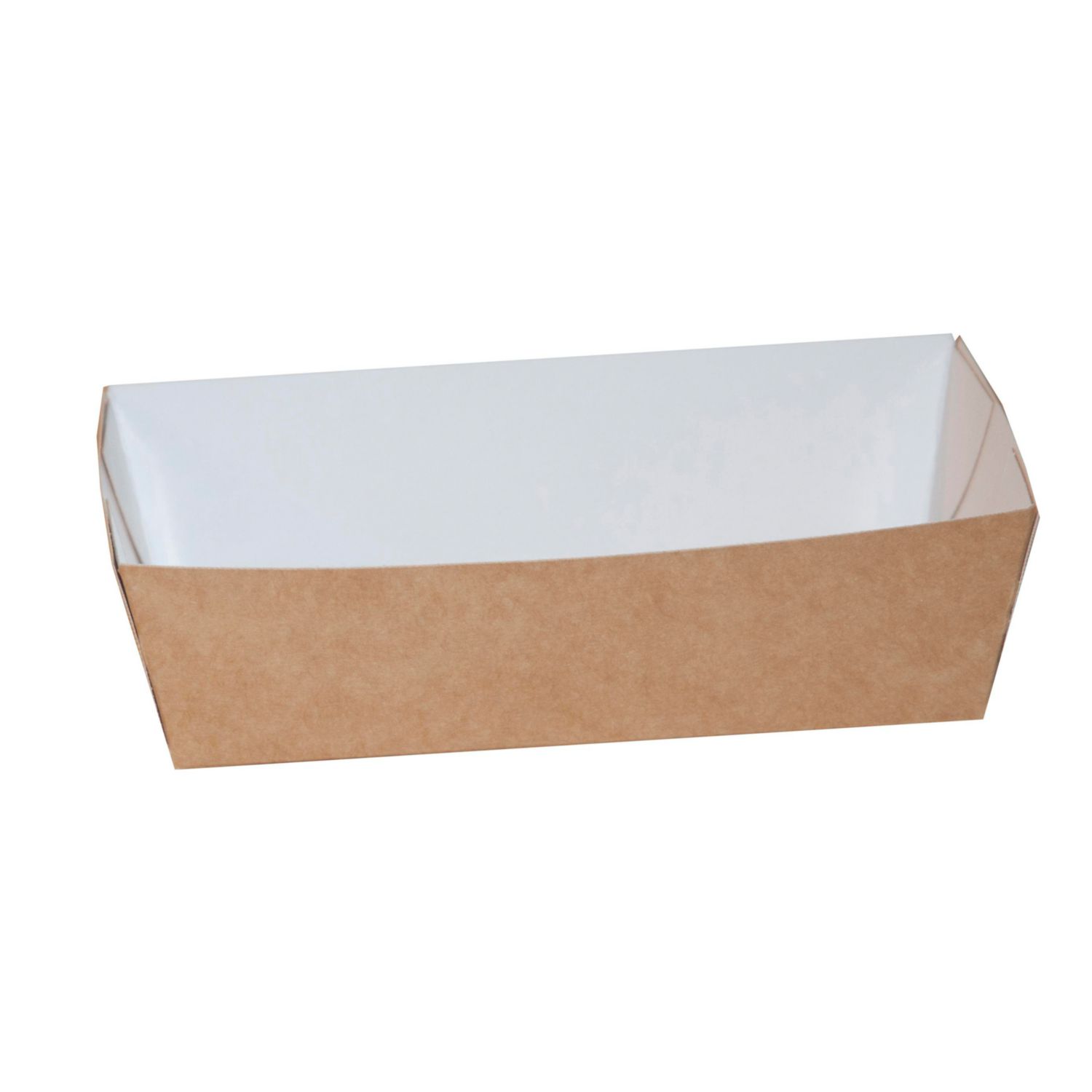 Pommes Frites bakke nr 0 L120xB61xH37mm pap brun/hvid
