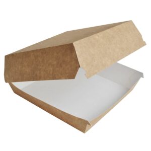 Burger/Sandwich-boks 190x190x80 mm XL Brun/Hvid