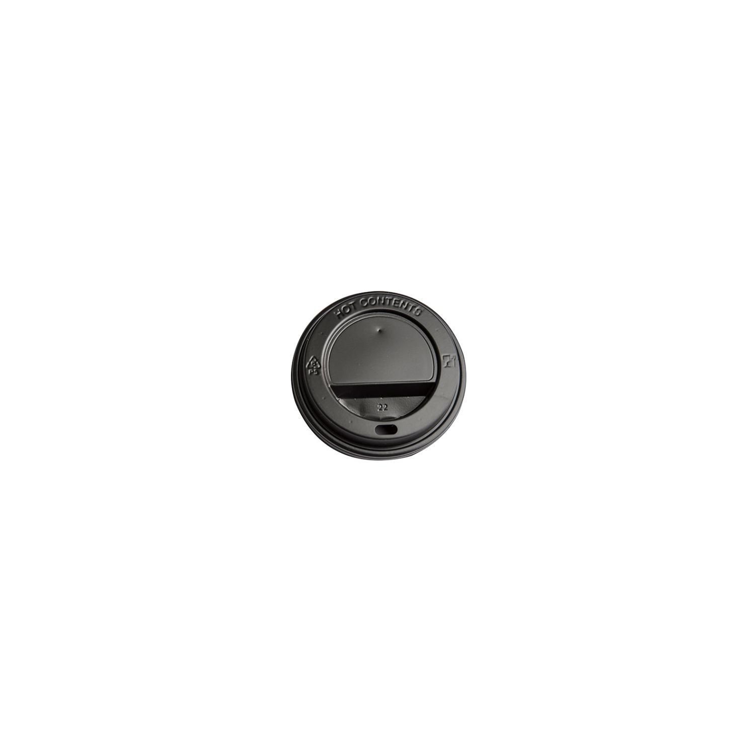 Plastlåg Catersource Ø90 mm Høj med drikkehul Sort til Kaffebæger