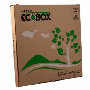 Pizzaæske 26x26x3 cm LWK Brun med Logo Ecobox