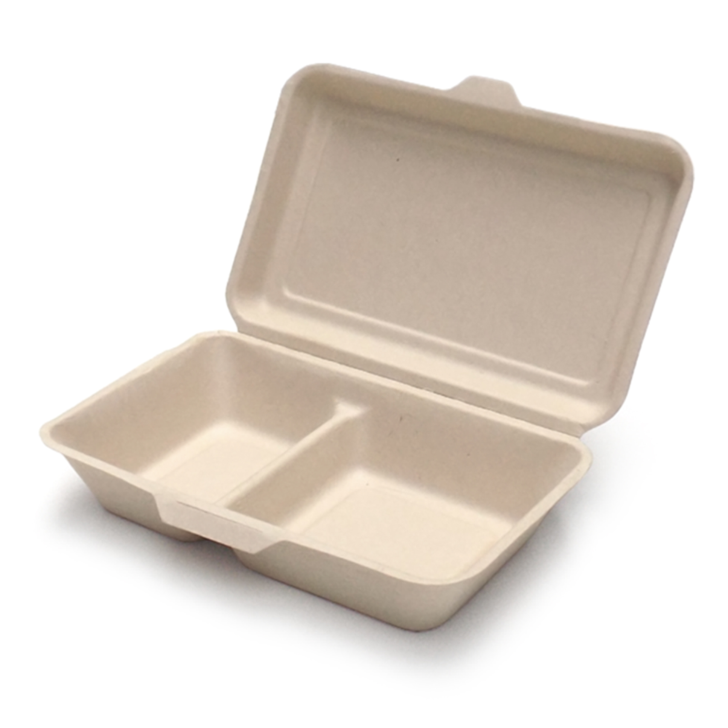 Burgerboks 2-rums 240x160x60 mm med hængslet låg Bagasse