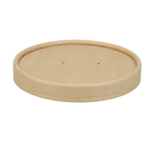 Paplåg Verive Ø115 mm til soup-to-go bæger pap/PLA Brun