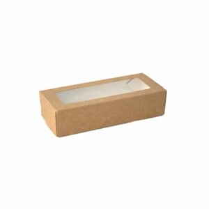 Pojemnik papierowy zamykany z okienkiem 20 cm x 12 cm x 5 cm (paczka 25 szt.)