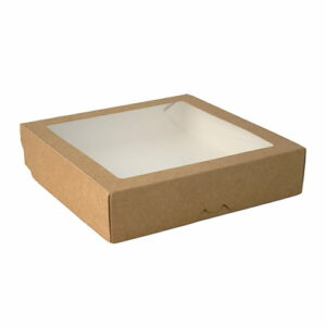 Pojemnik papierowy zamykany z okienkiem 20 cm x 20 cm x 4 cm 1500 ml (paczka 25 szt.)