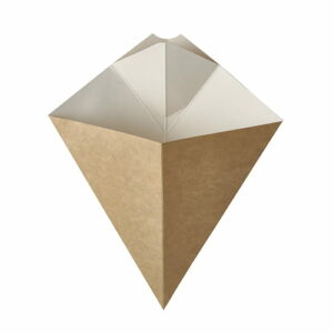 Rożek papierowy na frytki, z miejscem na dip - 19 x 23,5 cm, 150 g (paczka 50 szt.)