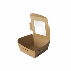 Opakowanie na ciasta, sałatki z okienkiem PLA 9 x 9 x 4,5 cm, 350 ml (paczka 40 szt.)