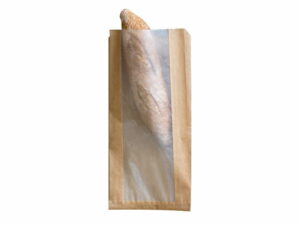 Torebka fałdowa kraft z okienkiem papierowym 16 x 8 x 35 (paczka 1000 szt.)