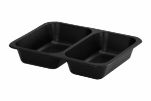 T-2 Siegelschale schwarz, 2 Fächer, 227x178x40 mm PREMIUM aus PP (Packung zu 50).