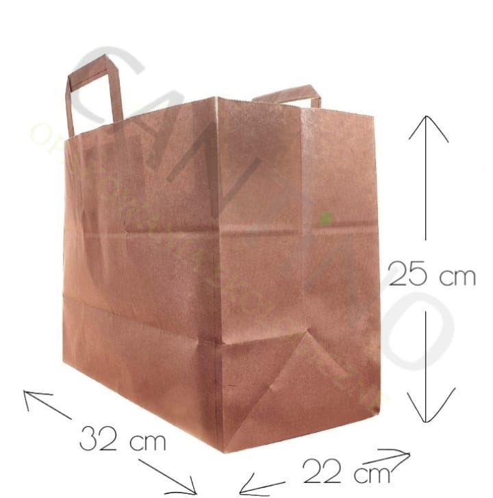 Papiertragetasche, Kraft - 32 x 22 x 25 cm (Packung 50 Stück).