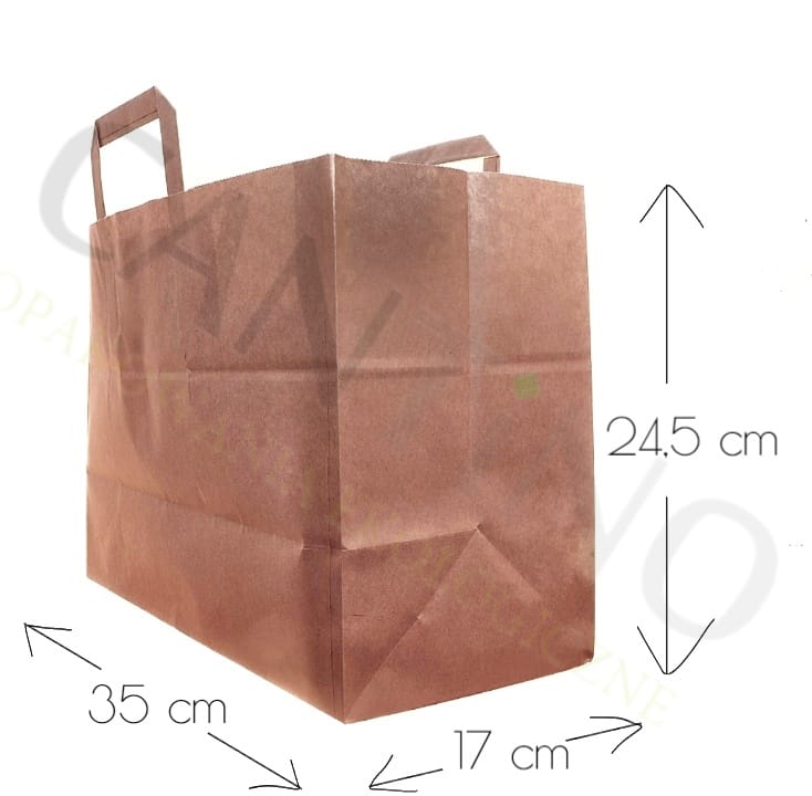 Papiertragetasche, Kraft - 35 x 17 x 24,5 cm (Packung 50 Stück).