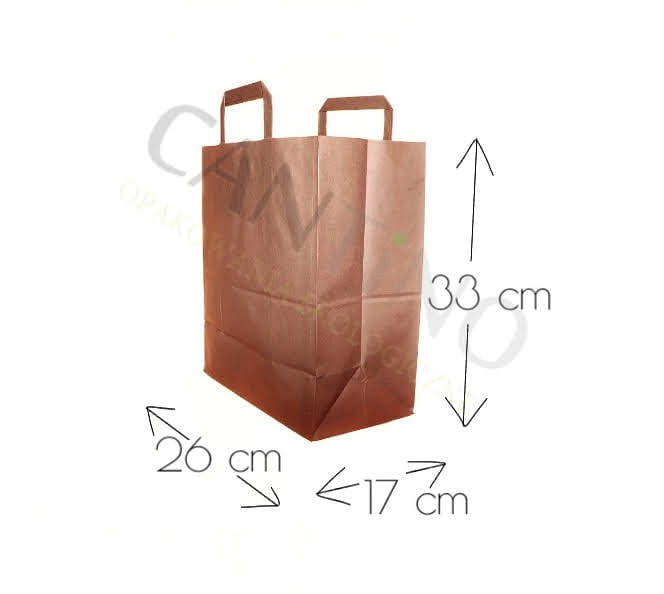 Papiertragetasche, Kraft - 26 x 17 x 33 cm (Packung 50 Stück).