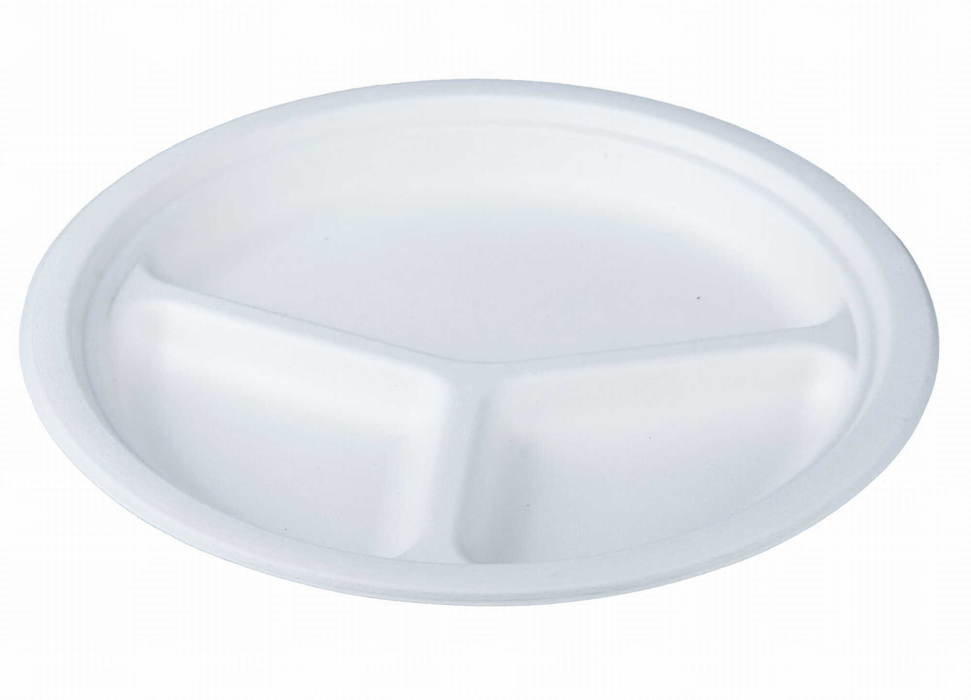 Bio Menüteller, rund, dreiteilig, fi 26 cm (Packung 50 Stück).