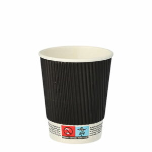 Pappbecher geriffelt, schwarz, fi 80mm, 200 ml (Packung 25 Stück).