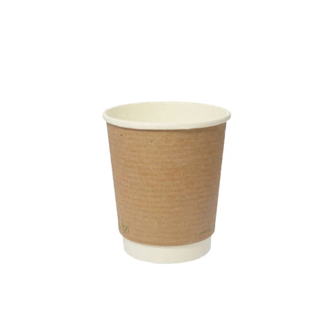 Pappbecher zweilagig , Kraft, 79 mm, 220 ml (Packung 25 Stück).